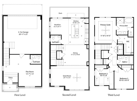 four different floor plans of a house with different floors